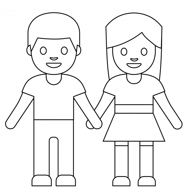 Woman and Man Holding Hands Emoji coloring page image