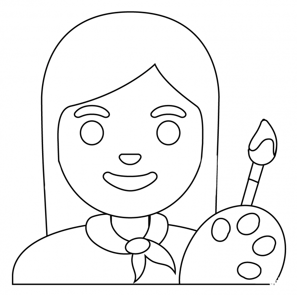 Woman Artist Emoji coloring page image