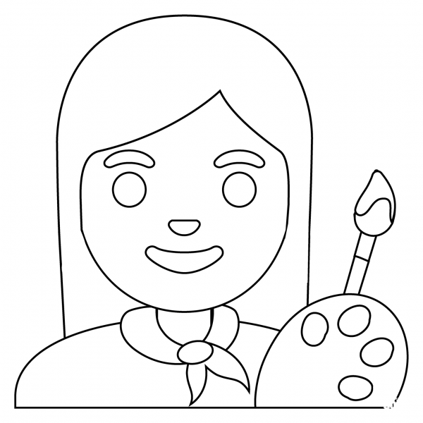 Woman Artist Emoji coloring page image