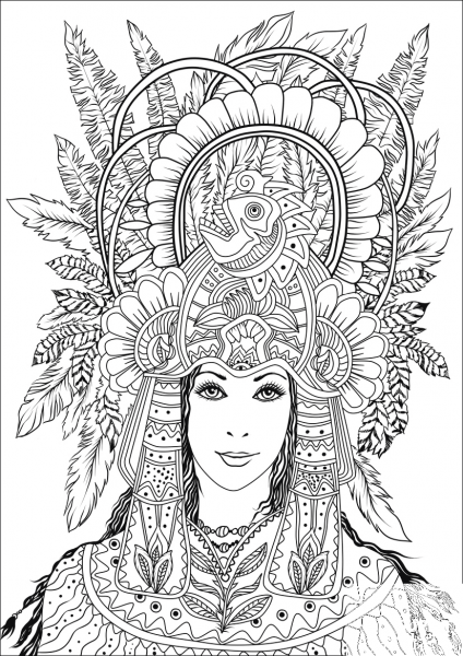 Woman at the Barranquilla’s Carnival coloring page image
