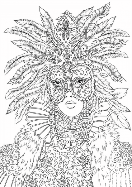 Woman at the Carnival of Venice coloring page image