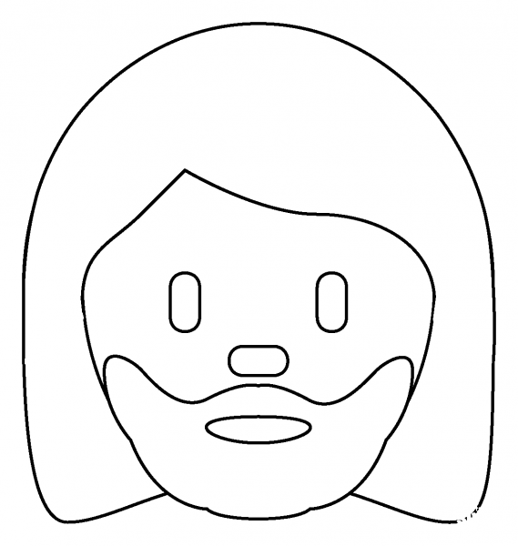 Woman Beard Emoji coloring page image