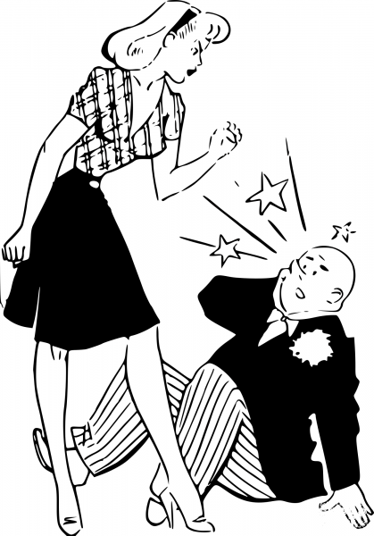 Woman Beating Man coloring page image