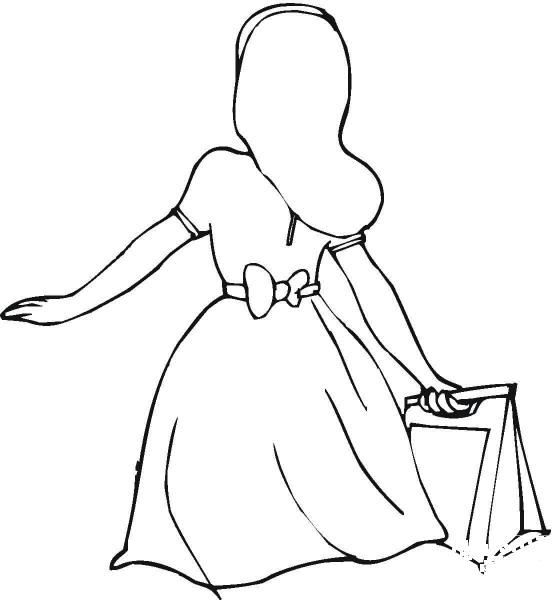 Woman Bought a Nice Dress  coloring page image
