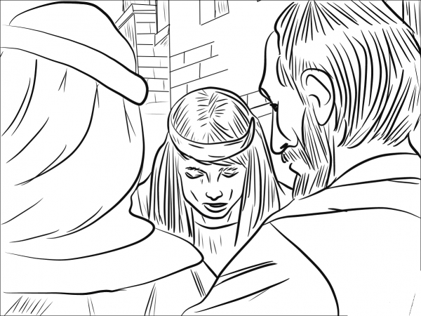 Woman Caught in Adultery (John 8:1-11) coloring page image
