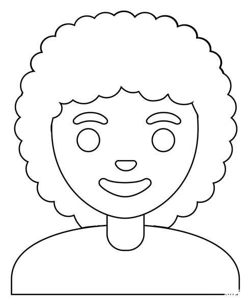 Woman Curly Hair Emoji coloring page image