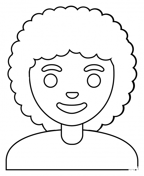 Woman Curly Hair Emoji coloring page image