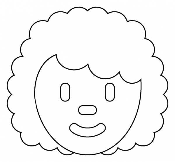 Woman Curly Hair Emoji coloring page image
