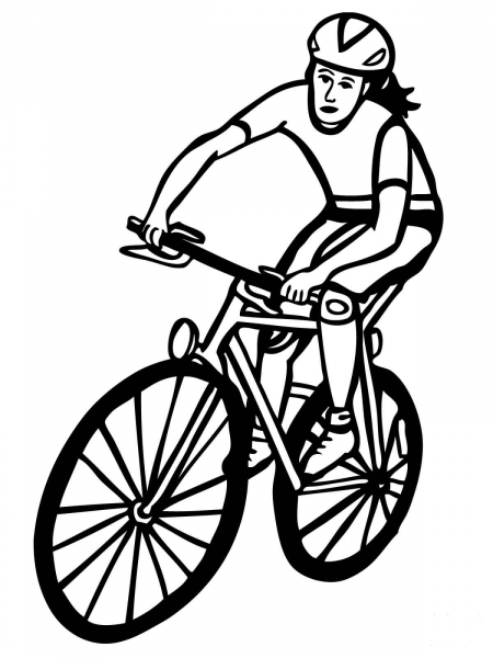 Woman Cyclist coloring page image