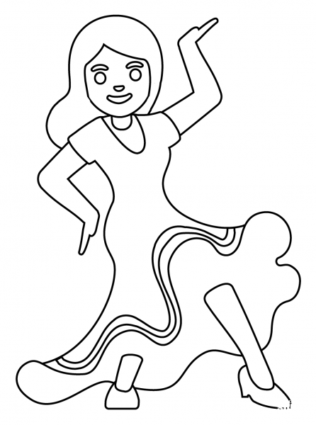 Woman Dancing Emoji coloring page image