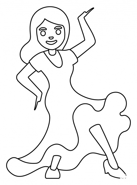 Woman Dancing Emoji coloring page image