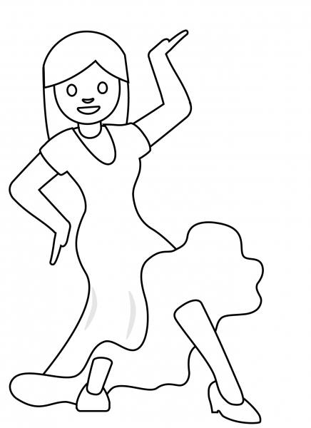 Woman Dancing Emoji coloring page image