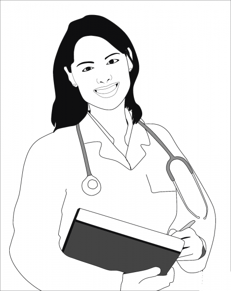 Woman Doctor coloring page image
