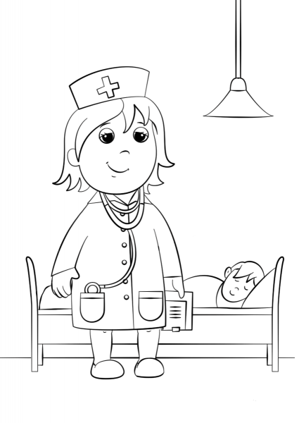 Woman Doctor coloring page image
