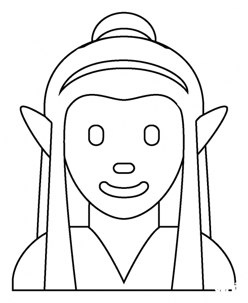 Woman Elf Emoji coloring page image