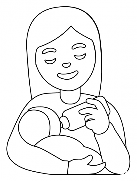 Woman Feeding Baby Emoji coloring page image