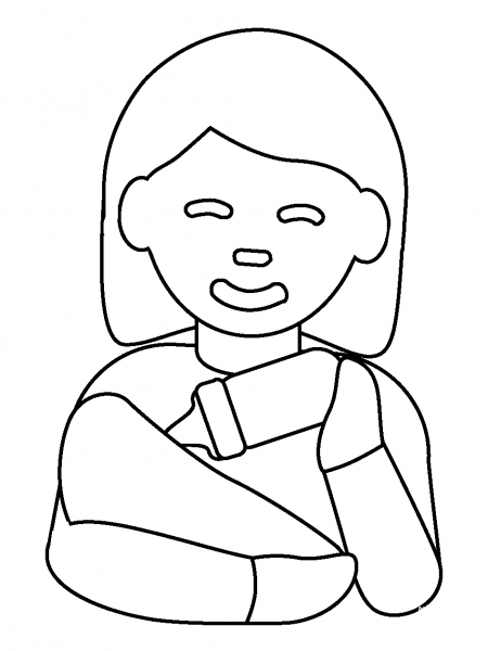 Woman Feeding Baby Emoji coloring page image