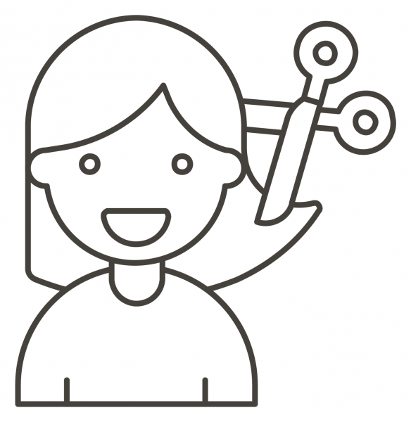 Woman Getting Haircut coloring page image