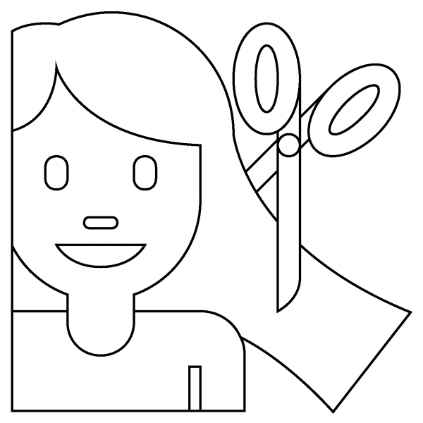 Woman Getting Haircut Emoji coloring page image
