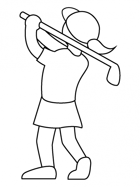 Woman Golfing Emoji coloring page image