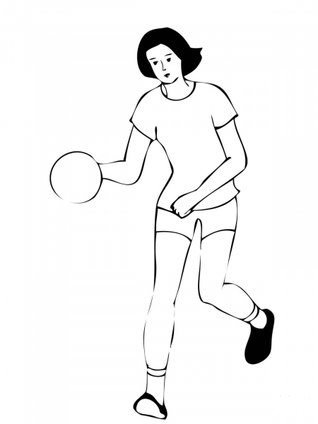 Woman Handball Player coloring page image