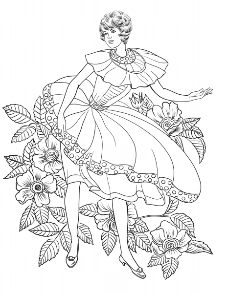 Woman in 50’s coloring page image
