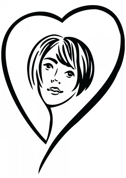 Woman in Love coloring page image