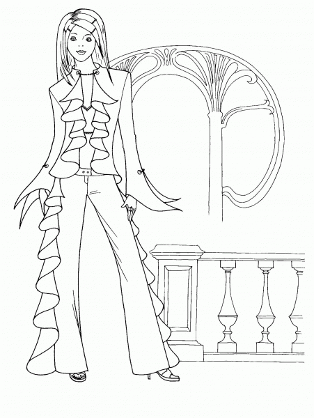 Woman In Party Gown  coloring page image