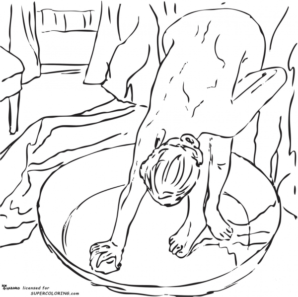 Woman In The Bath By Edgar Degas  coloring page image