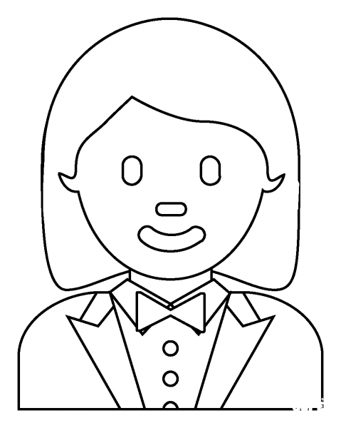 Woman in Tuxedo Emoji coloring page image