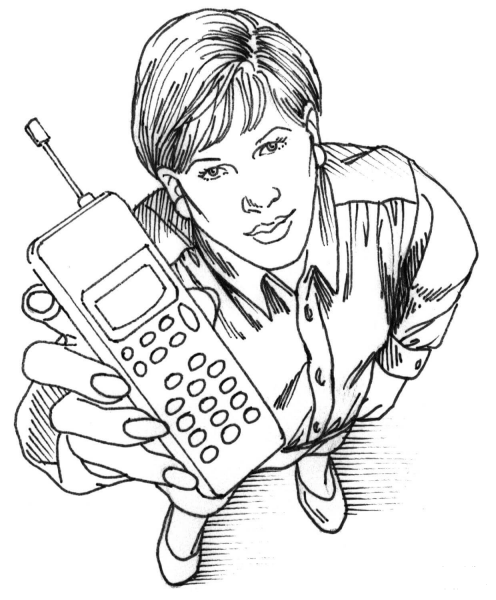 Woman Is Showing Her Cell Phone coloring page image
