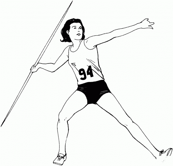 Woman Javelin Throw coloring page image