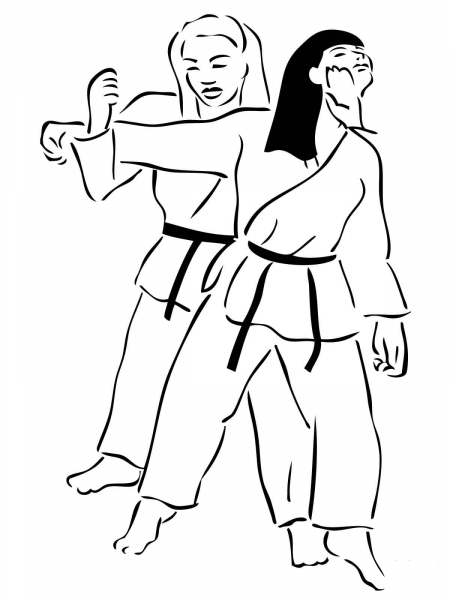 Woman Judo Fight coloring page image