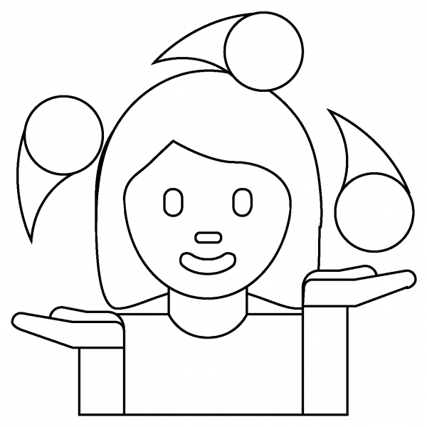 Woman Juggling Emoji coloring page - ColouringPages