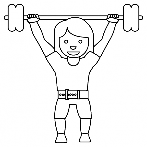 Woman Lifting Weights Emoji coloring page image