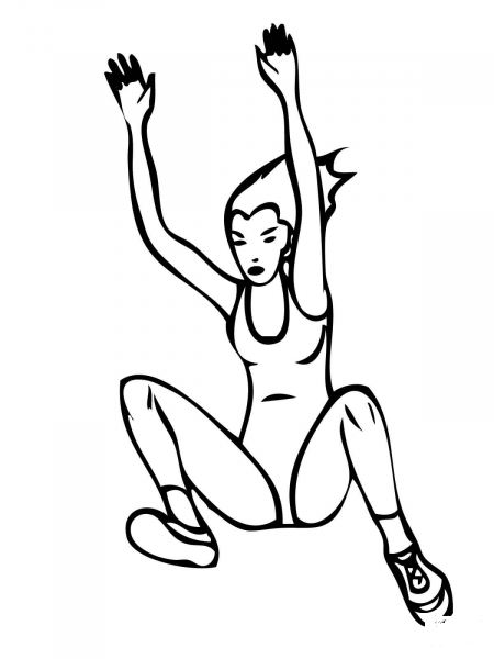 Woman Long Jump coloring page image