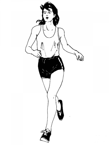 Woman Marathon Runner coloring page image