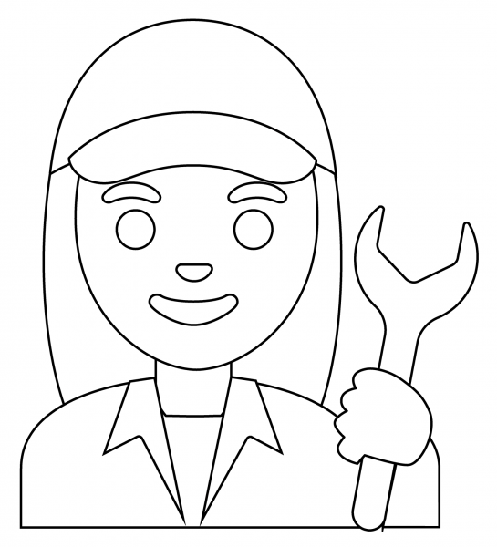 Woman Mechanic Emoji coloring page image