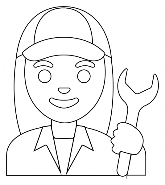 Woman Mechanic Emoji coloring page image