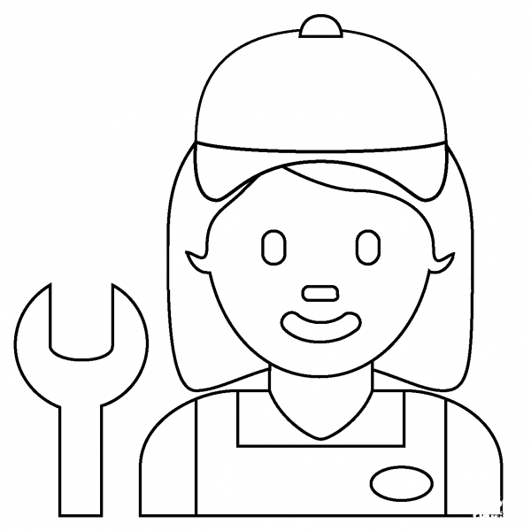 Woman Mechanic Emoji coloring page image