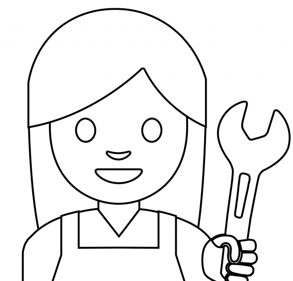 Woman Mechanic Emoji coloring page image