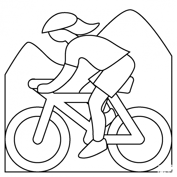 Woman Mountain Biking Emoji coloring page image
