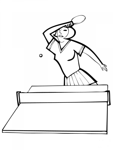 Woman Playes Table Tennis coloring page image