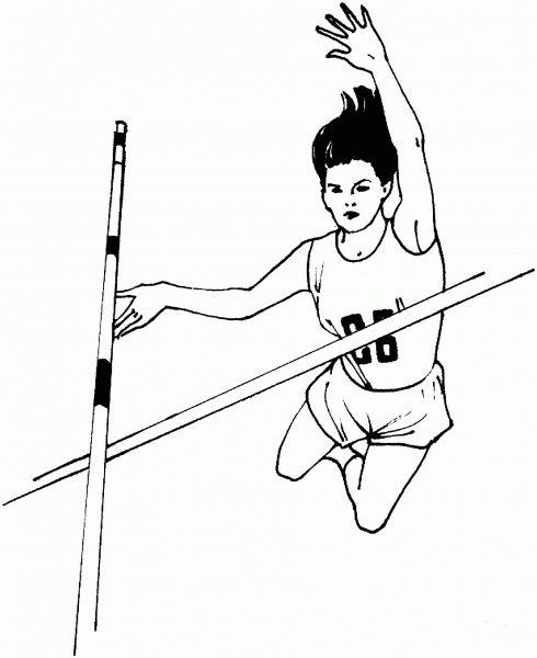 Woman Pole Vault coloring page image