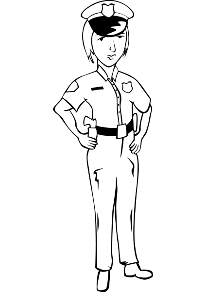 Woman Police Officer coloring page image
