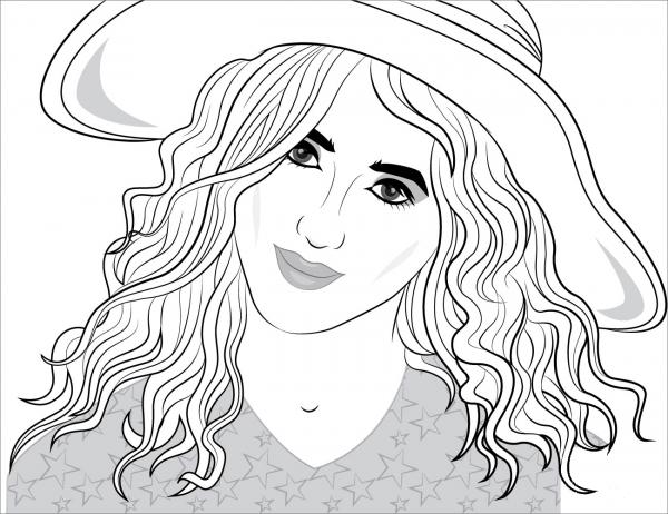 Woman Portrait coloring page image