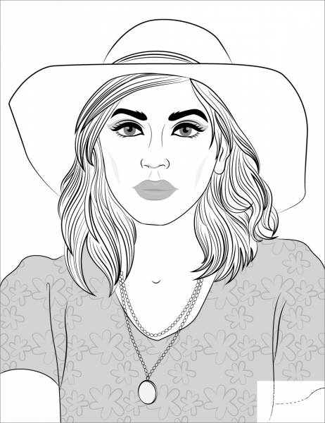Woman Portrait coloring page image