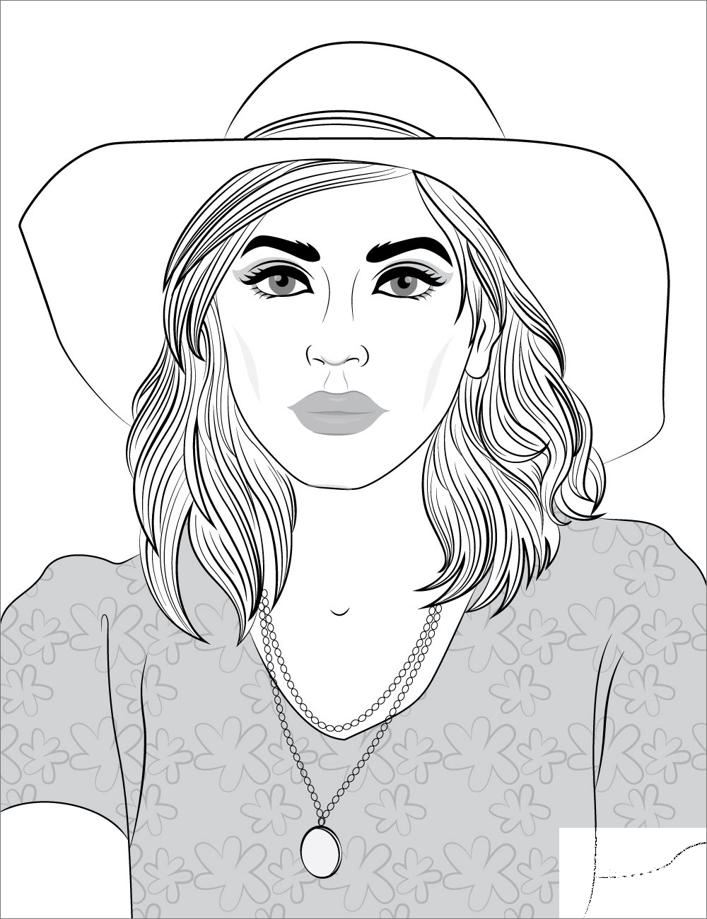 Woman Portrait coloring page - ColouringPages