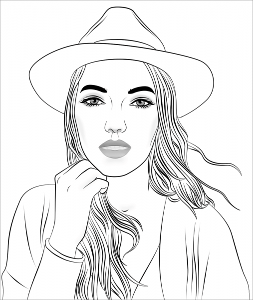 Woman Portrait coloring page image