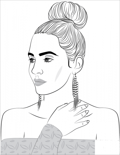 Woman Portrait coloring page image